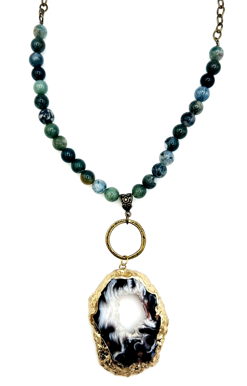Handcrafted Artisan Druzy Agate Stone Necklace