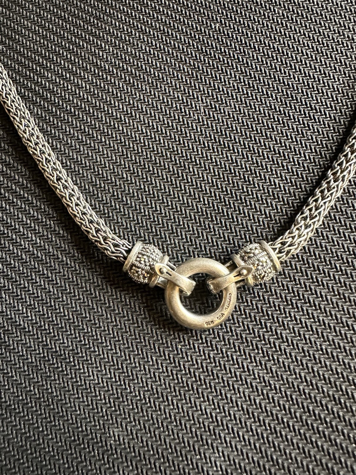 Ross Simon’s Sterling Silver 925 Marcasite Cable Chain Open Circle Necklace, 18”