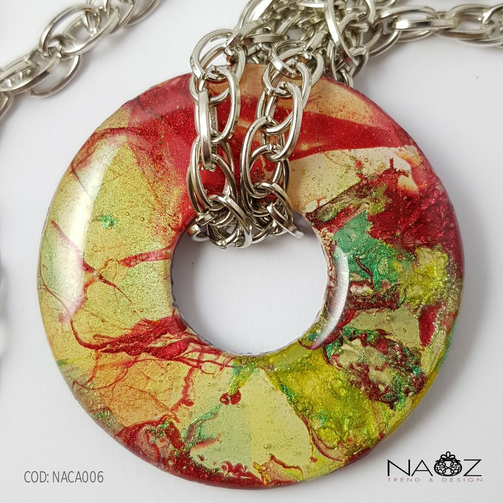 Handmade Necklace Two Sided Pendant – Yellow And Rose NACA006 – BRAND NEW