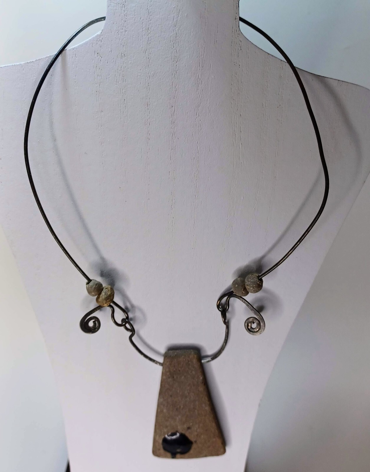 Metal and Stone Statement chocker Brutalist Unique Native Boho Artisan Necklace