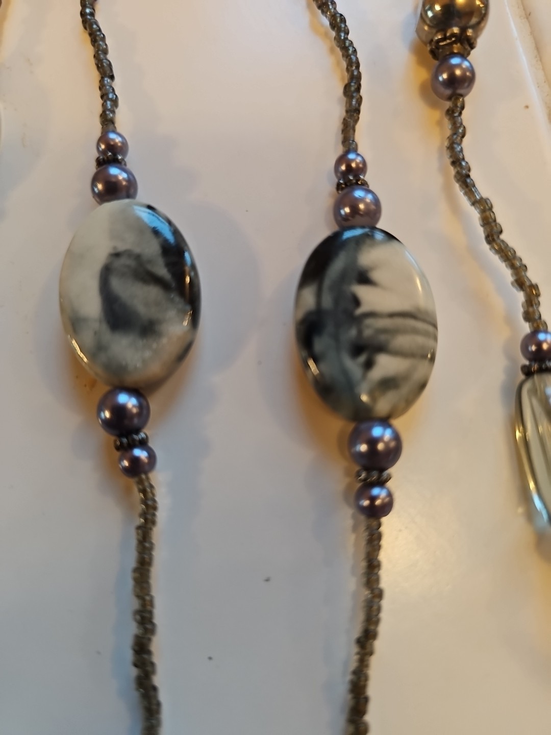 Handcrafted Necklace Lot Beaded Glass Stones Shells Long
