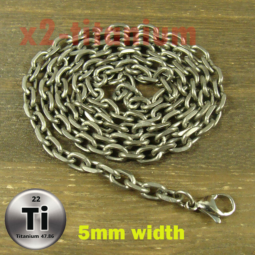 Pure Titanium Ti 23.6 inch Anchor chain 5mm width necklace anti-allergy XTi207B