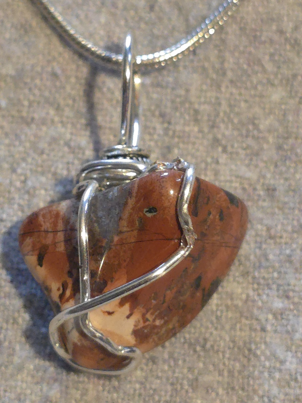 Picture Jasper Pendant On A Sterling Silver Necklace