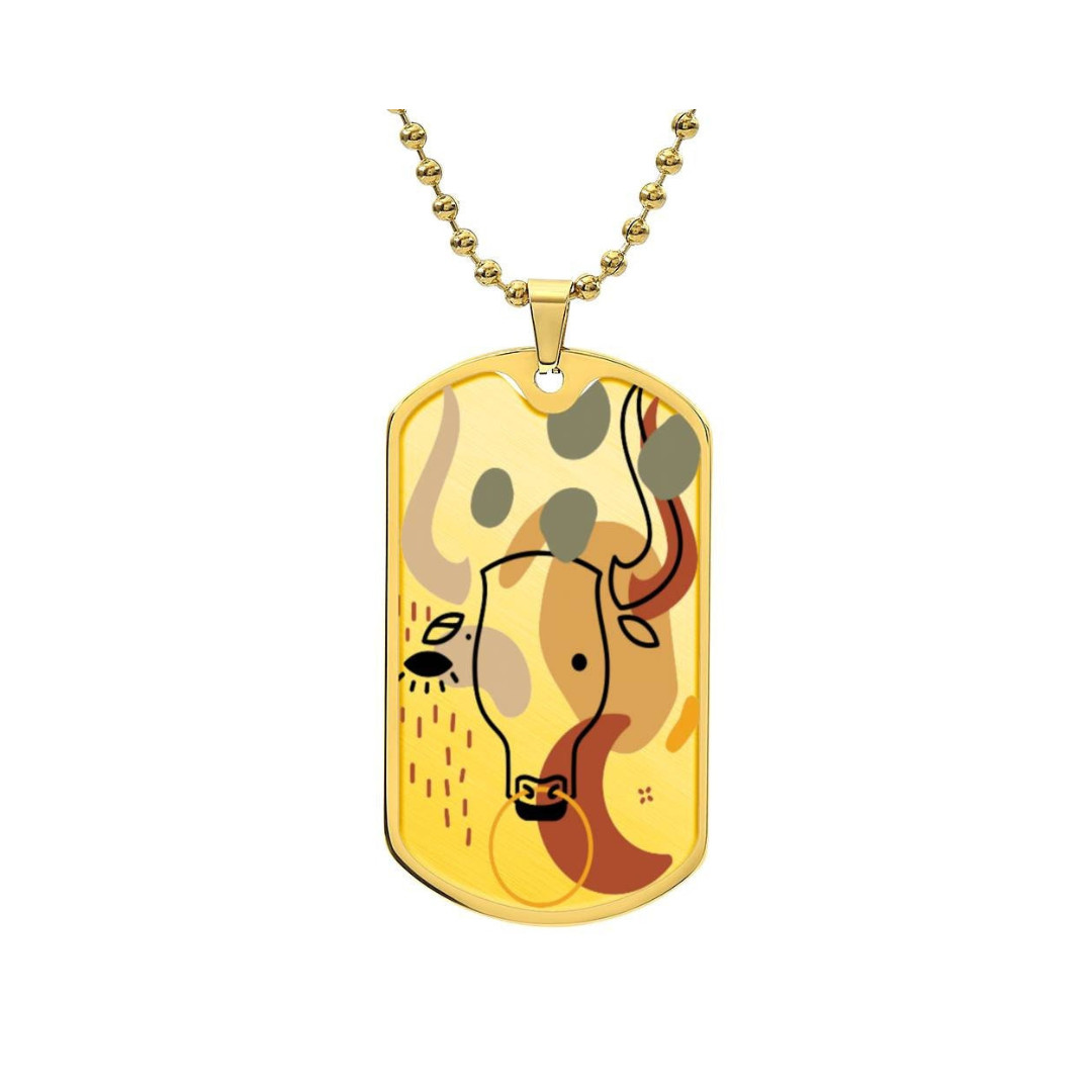 Graphic Dog Tag Pendant + Necklace – Abstract Bull Pastel Pattern