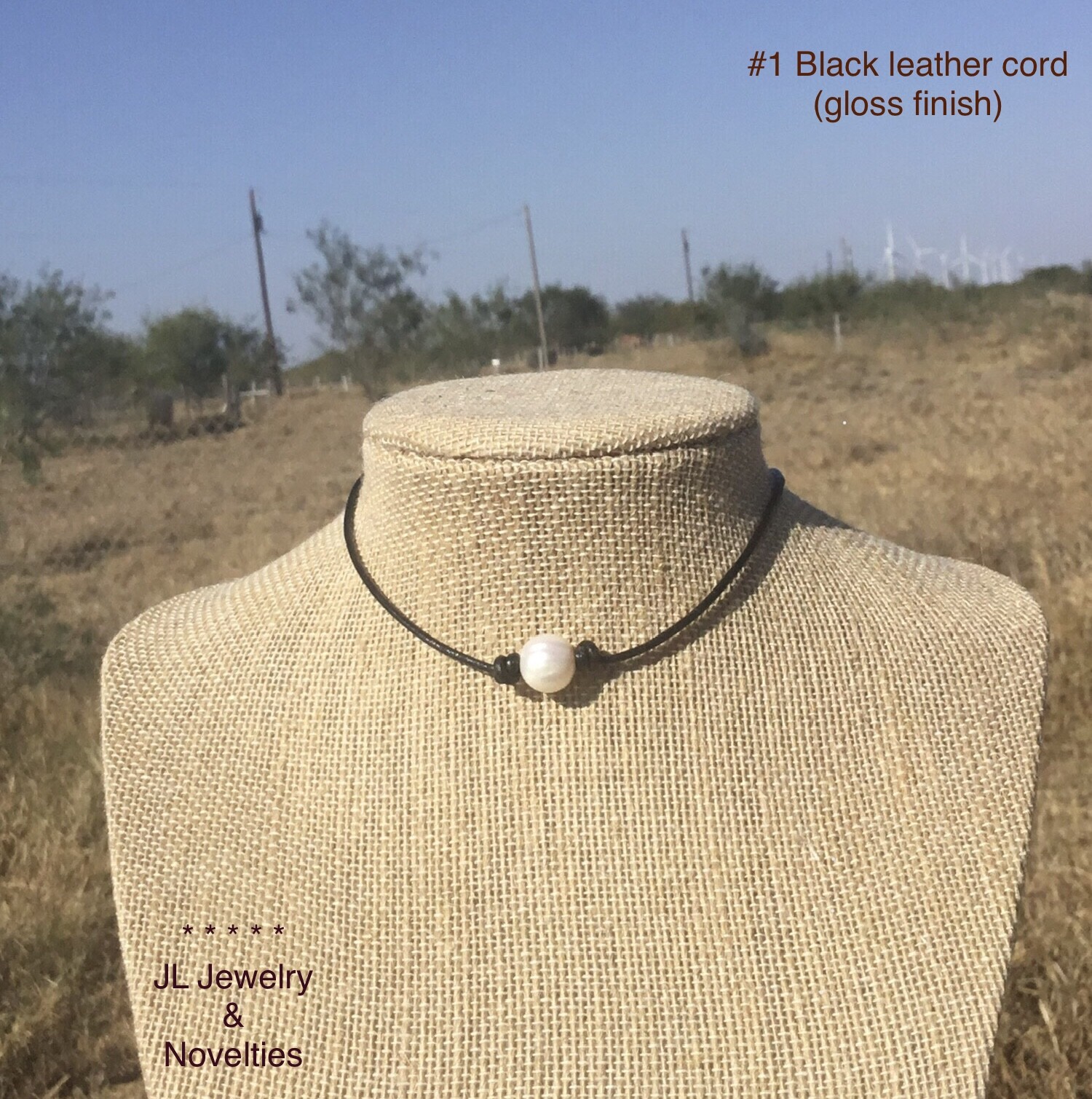 Leather Pearl Necklace, Leather Pearl Choker, Jewelry Box, Free Shipping