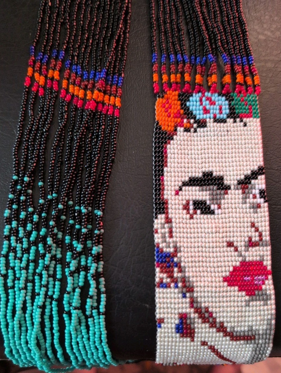 NEW Frida Kahlo Seed Bead Woven Necklace Artisan Beautiful Handmade Beadwork