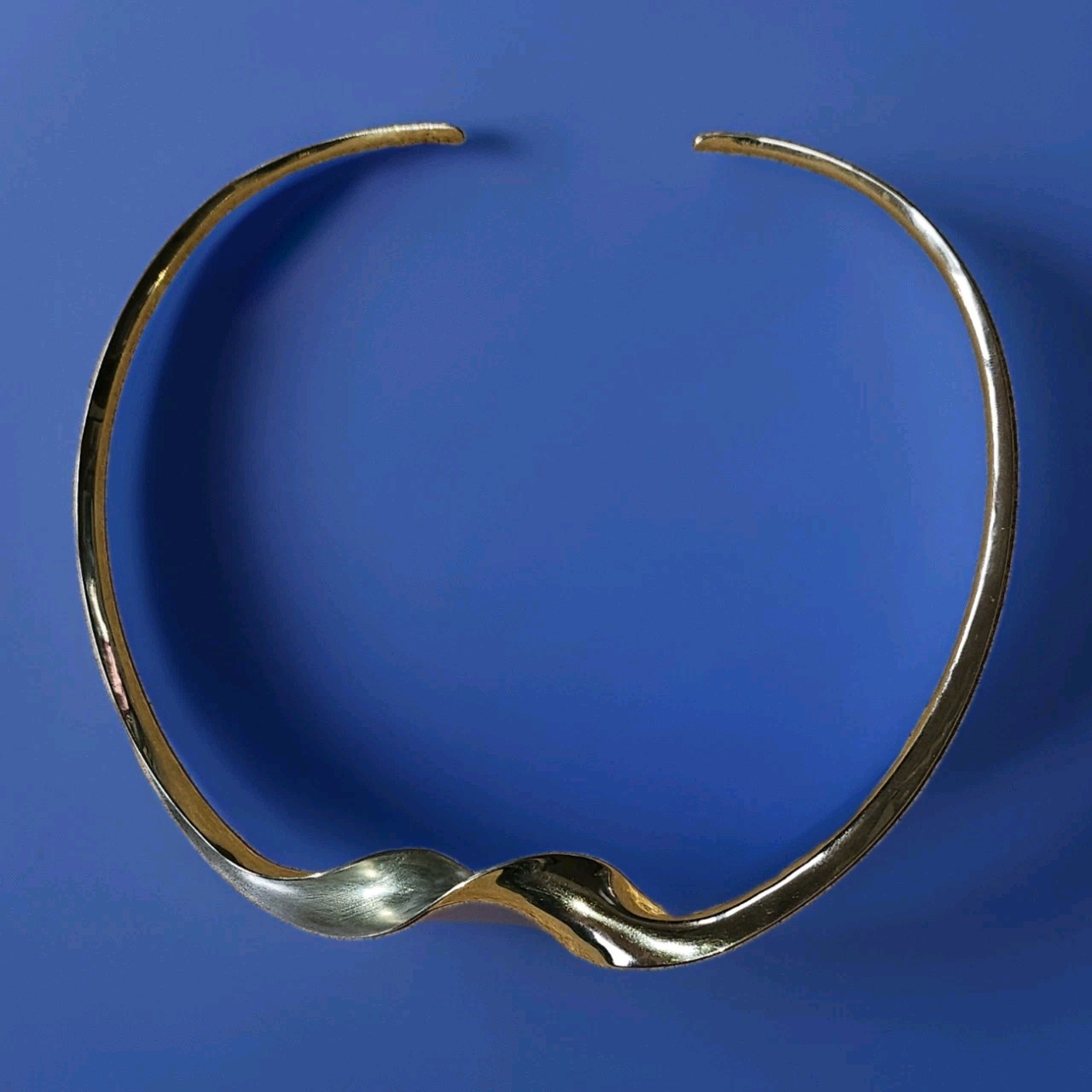 Vtg Gerhardt Herbst Sterling Silver 14K Handmade Anticlastic Neck Collar Choker