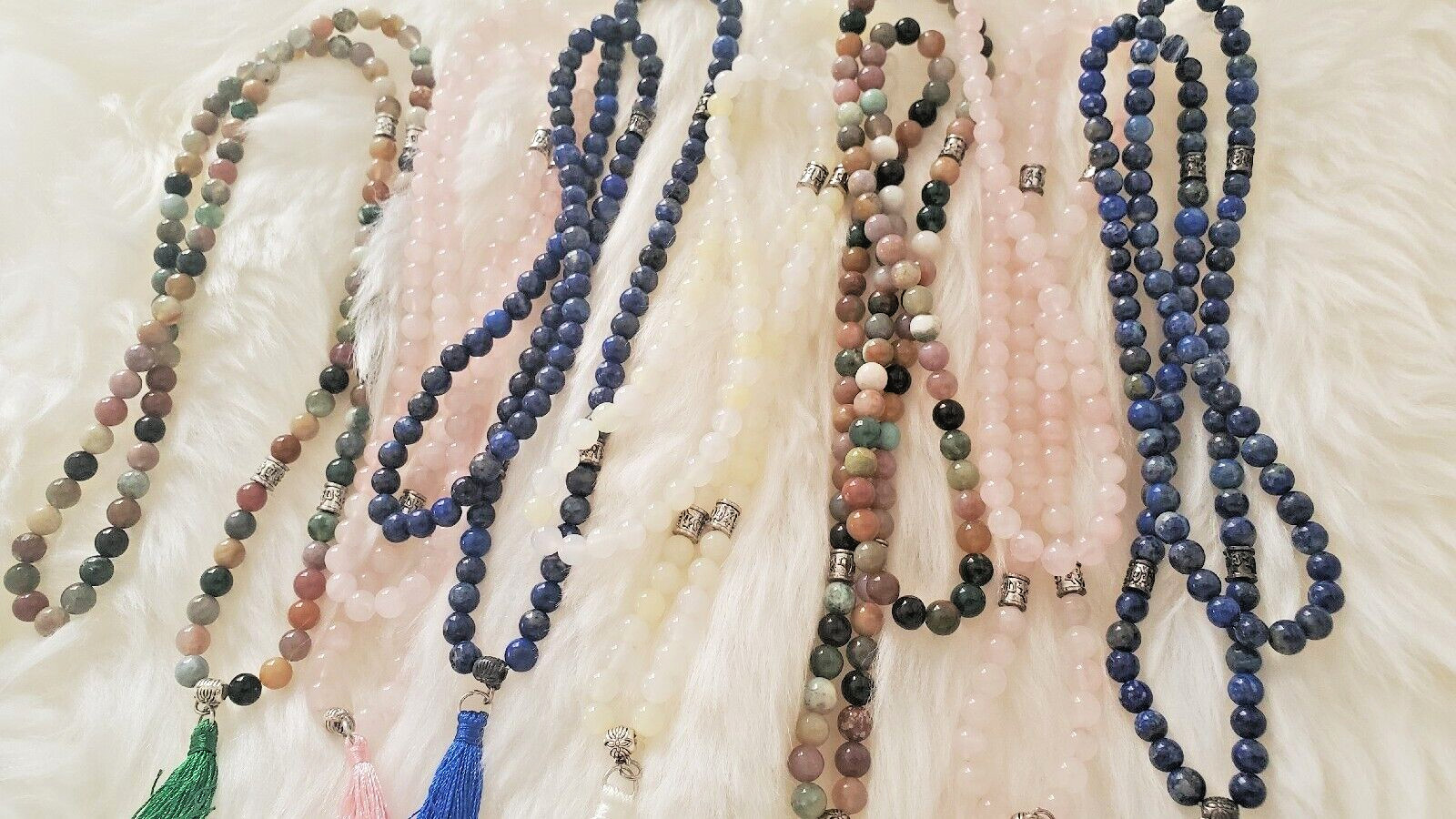 Natural Lapis Quartz Agate beaded Chain Necklace Bracelet Lot Of 8 NEW