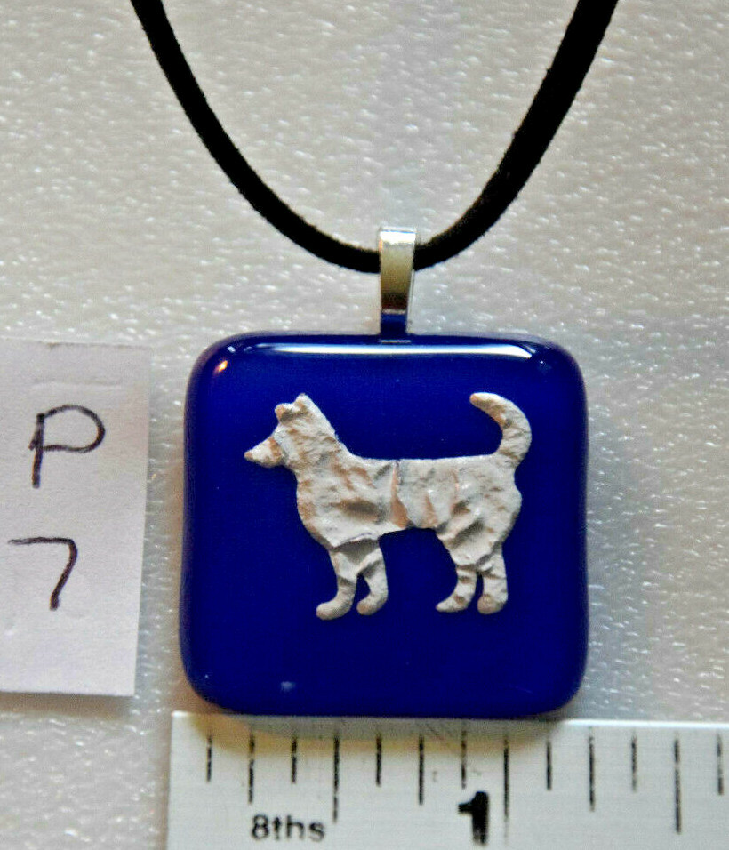 Made In USA Fused Glass Pendant with 18″ Soft Leather Necklace P7