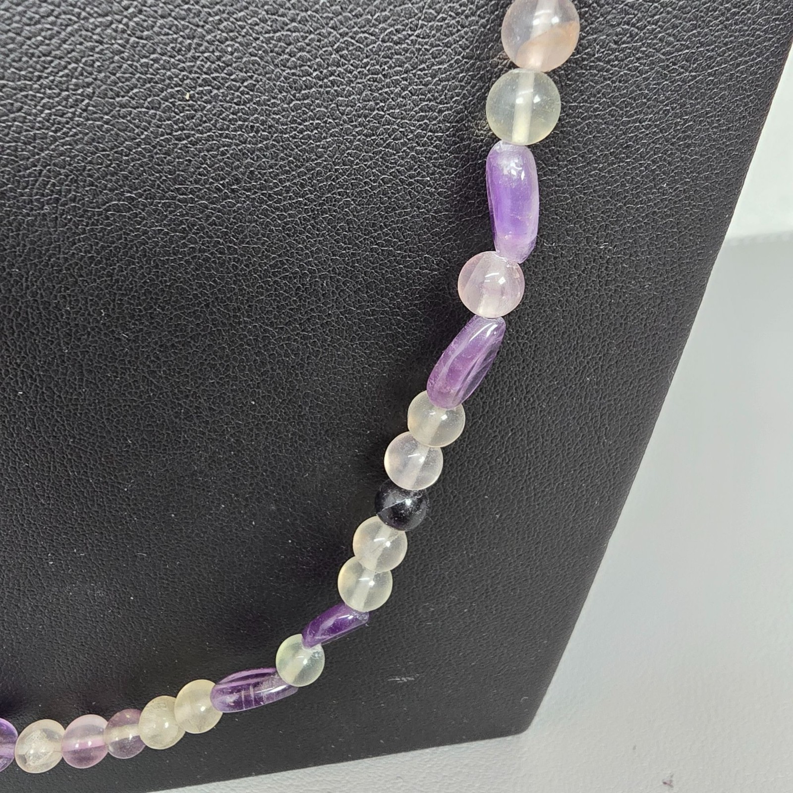 Lovely Artisan Amethyst & Quartz Crystal Multi Stone Beaded Long Necklace 34″