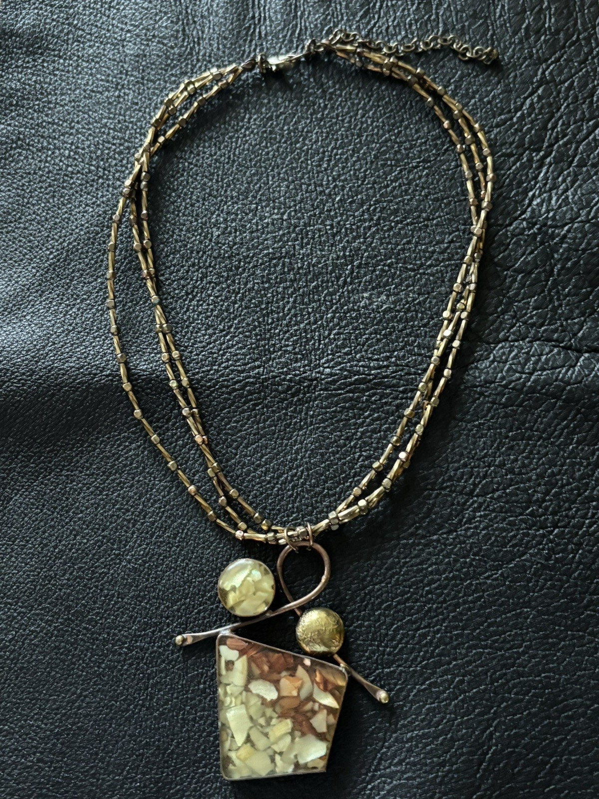 One Of A Kind Copper Brass MOP Hand Crafted Necklace