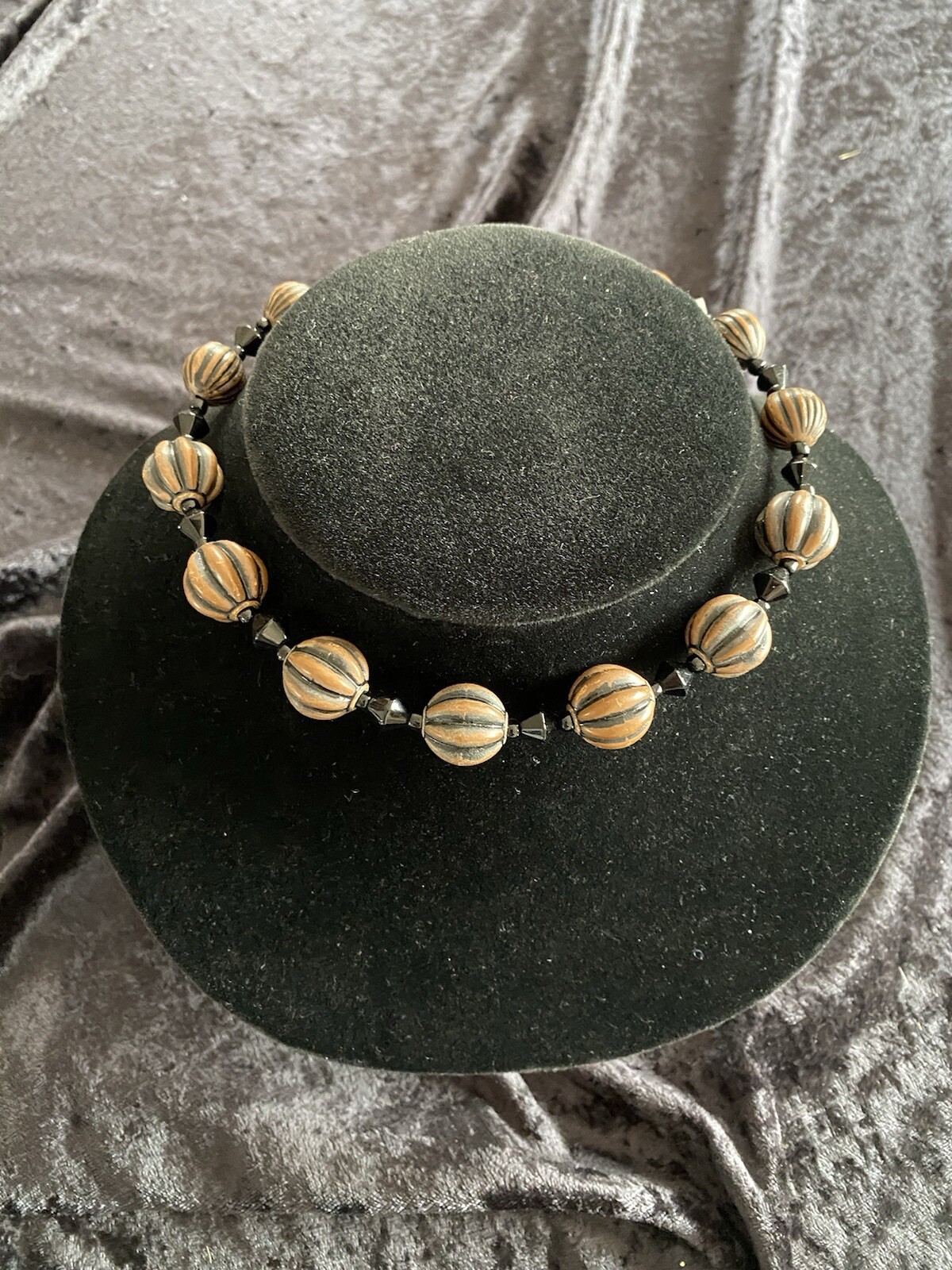 Brown And Black Beaded Choker Necklace