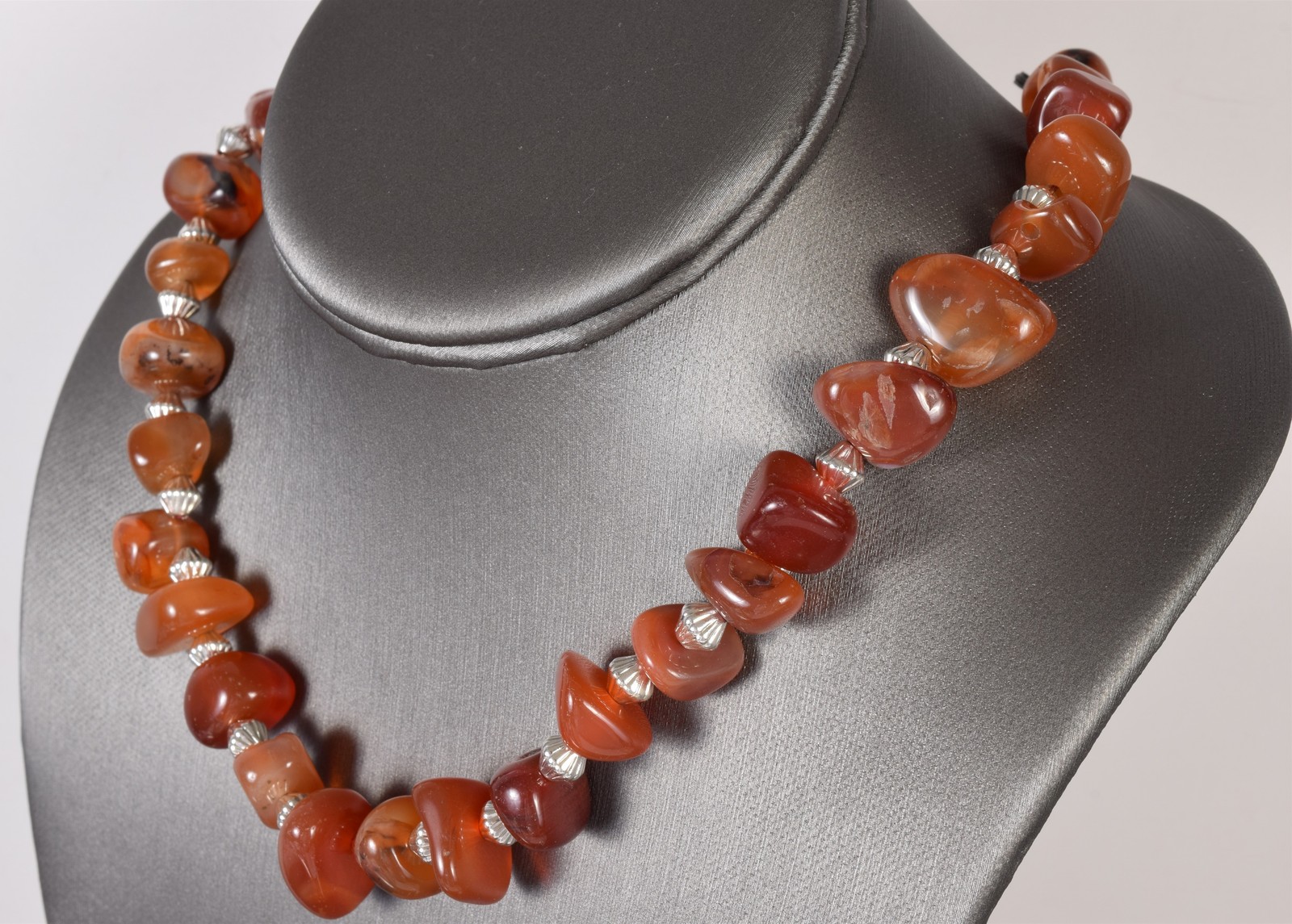 21″ Genuine Orange & Red Carnelian Free Form Chunky Beaded Gemstone Necklace
