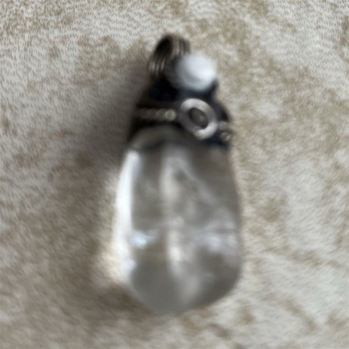 Handcrafted Wire Wrapped Clear Quartz Teardrop Pendant Silver Charm Unisex