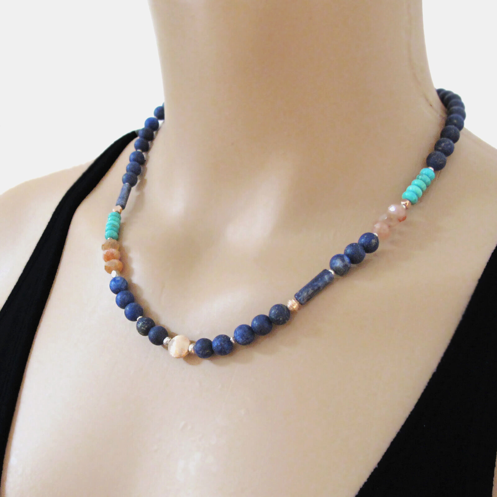 djs Sundance Lapis Turquoise Sterling Silver Sunstone Gold Necklace Lk Catalog