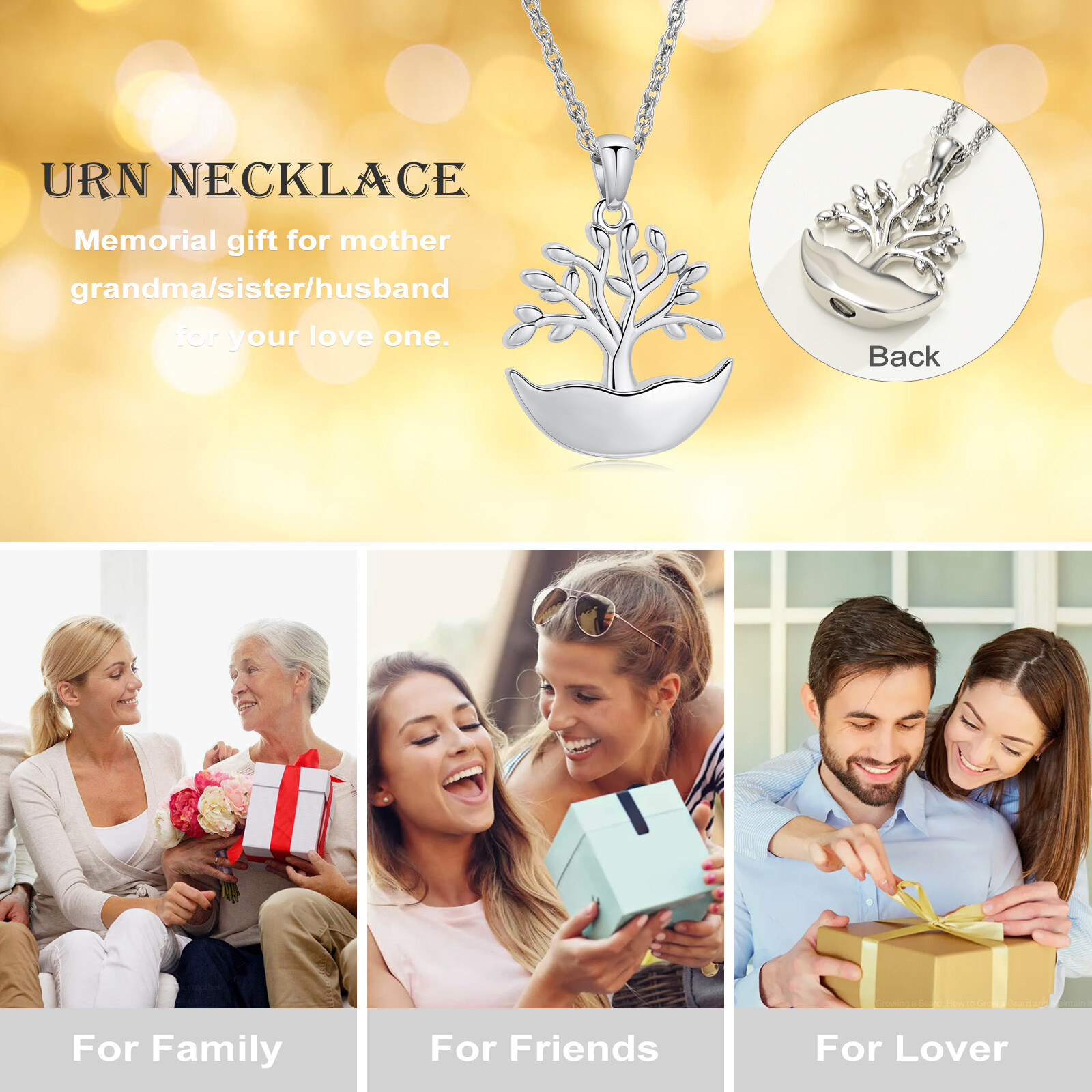Tree of Life Cremation Jewelry Urn Necklace Ashes Memorial Human Ashes Pendants