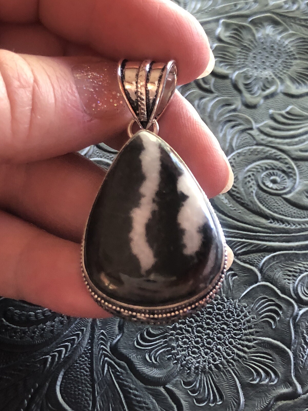 White Buffalo Turquoise￼￼ Teardrop 2″ Box Bezel Artisan Handcrafted Pendant