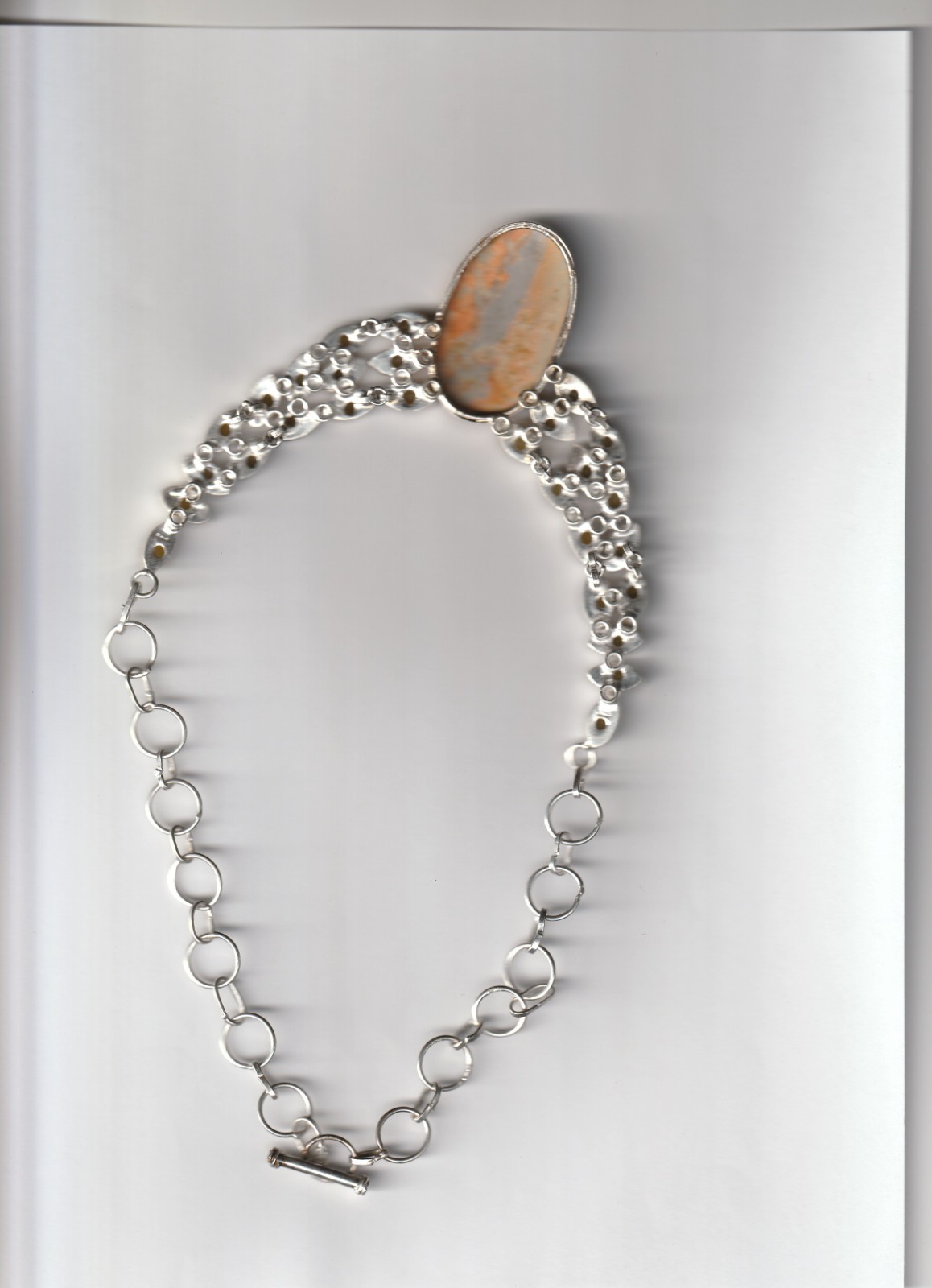 Handmade necklace yellow Sapphire and Bumblebee Jasper,And silver oval 19 “