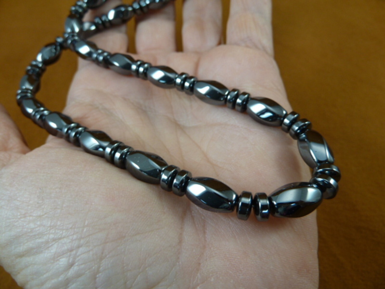 (v483-A) 21″ Black Hematite Iron oxide Beads GEM bead Necklace JEWELRY Gorgeous
