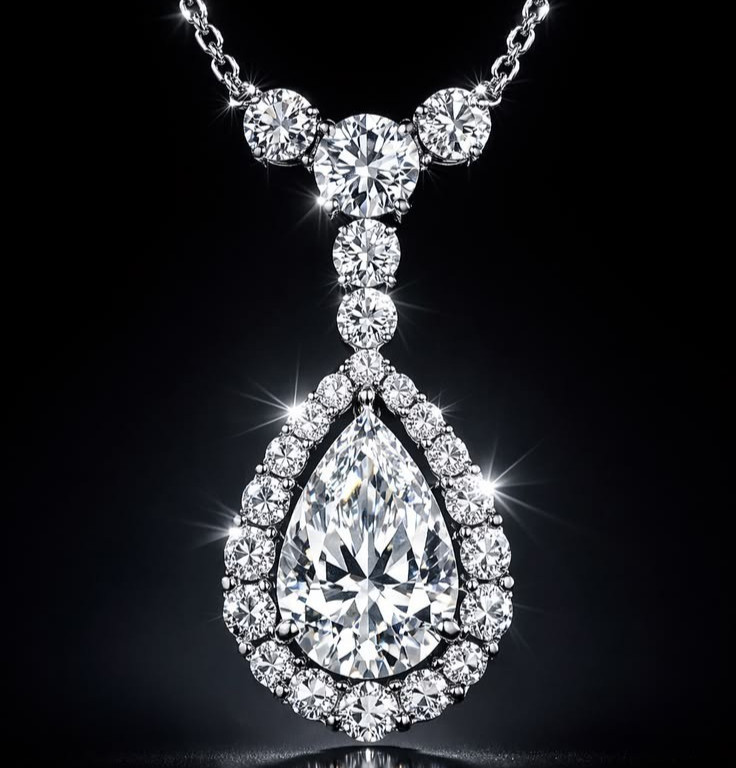 Lovely RARE 8.20 White Diamond Necklace , Tariffs FREE & matching Studs.