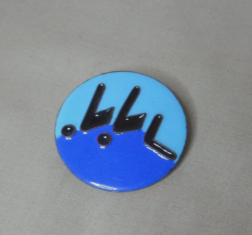 1960s GERMAN ENAMEL ON COPPER PENDANT BROOCH BY KARL SCHIBENSKY THE SWIMMERS