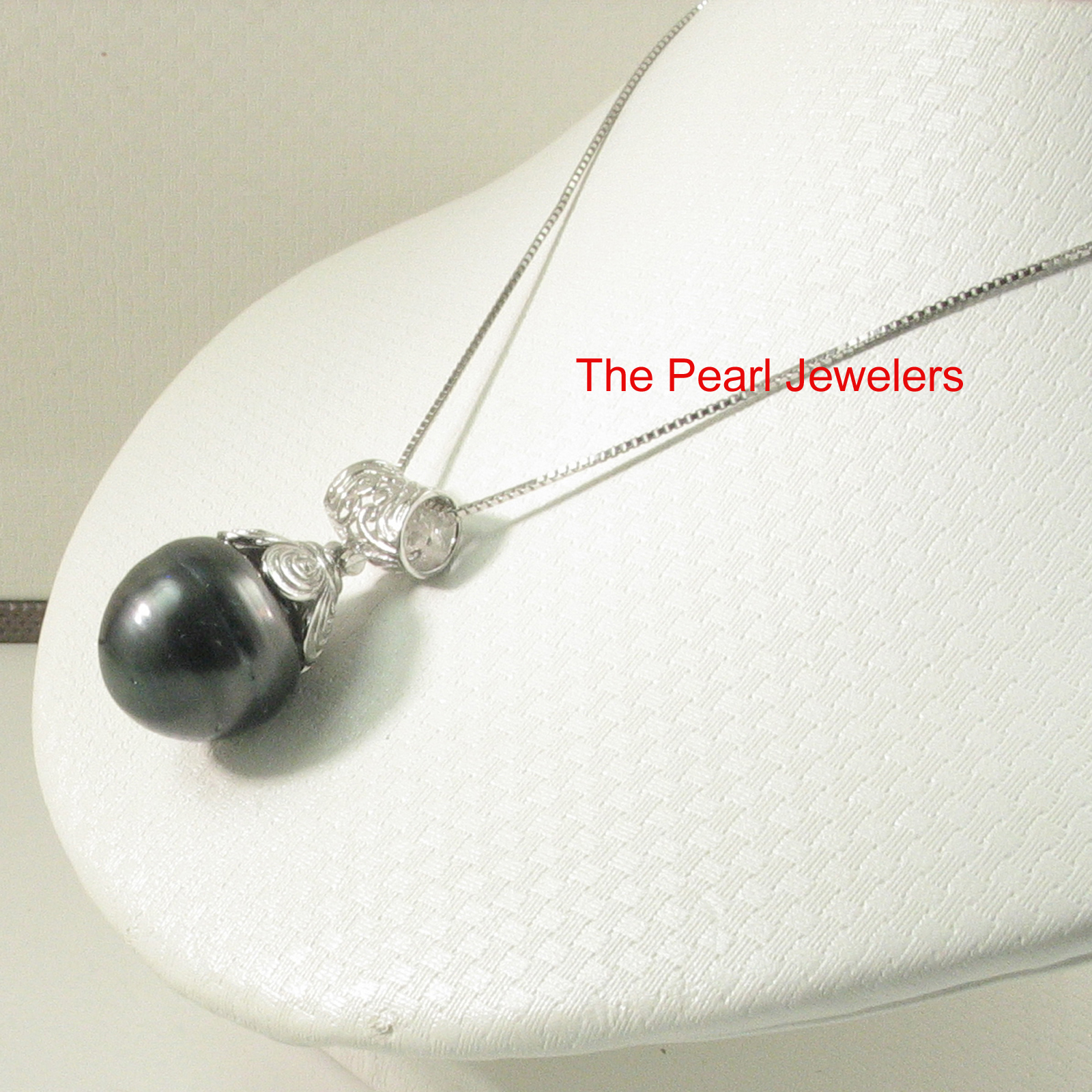 Solid 925 Sterling Silver Crown Bale Genuine Black Tahitian Pearl Pendant – TPJ