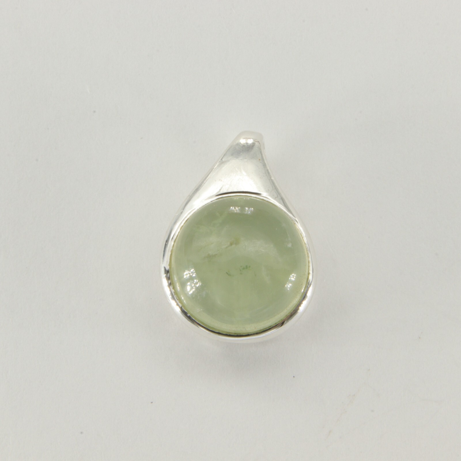 Genuine, Natural Green Round PREHNITE Pendant 925 STERLING SILVER #70e