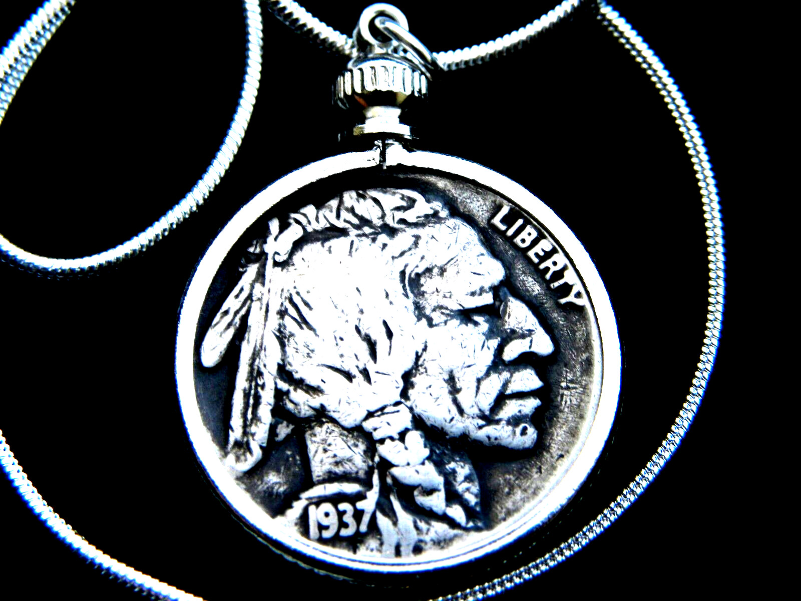 1937 Necklace Buffalo Indian Nickel coin nice for men women motorcycle biker