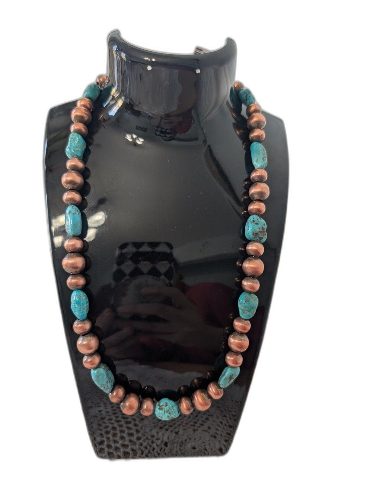Kingman Turquoise And Pure Copper Necklace, 18 Inches