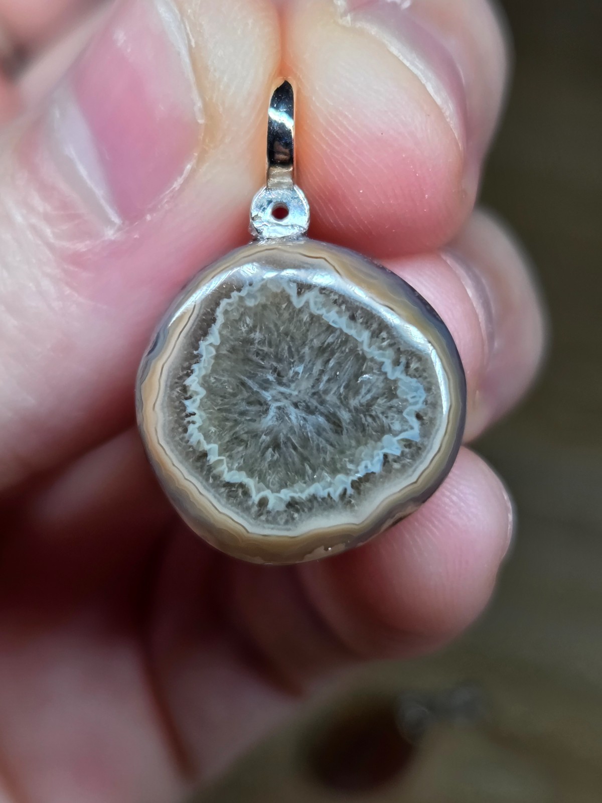 Natural Malawi Agate Pendant – Hand-Polished stone – Sterling Silver Bail