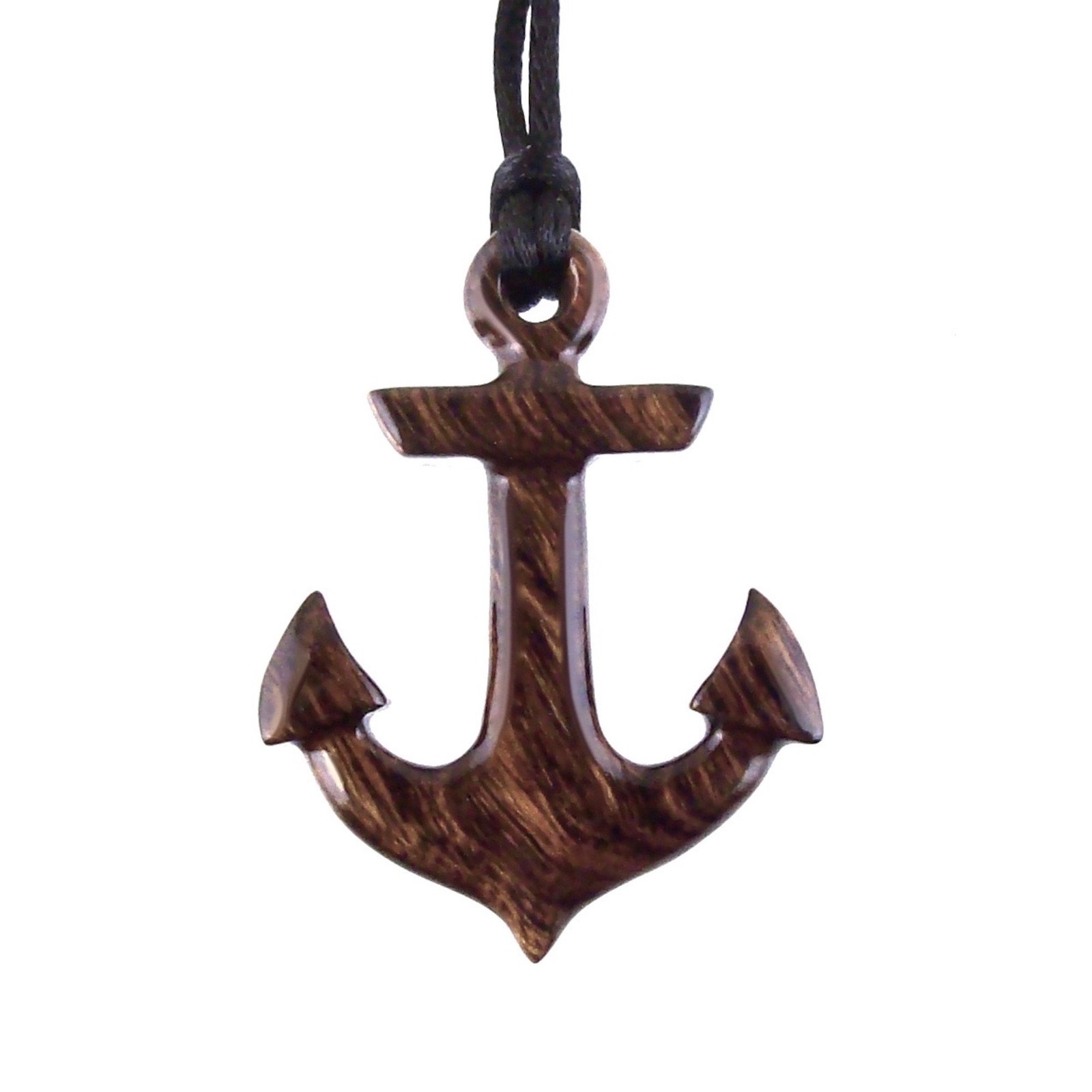 Hand-Carved Wooden Anchor Necklace Pendant, Handmade Nautical Jewelry for Men