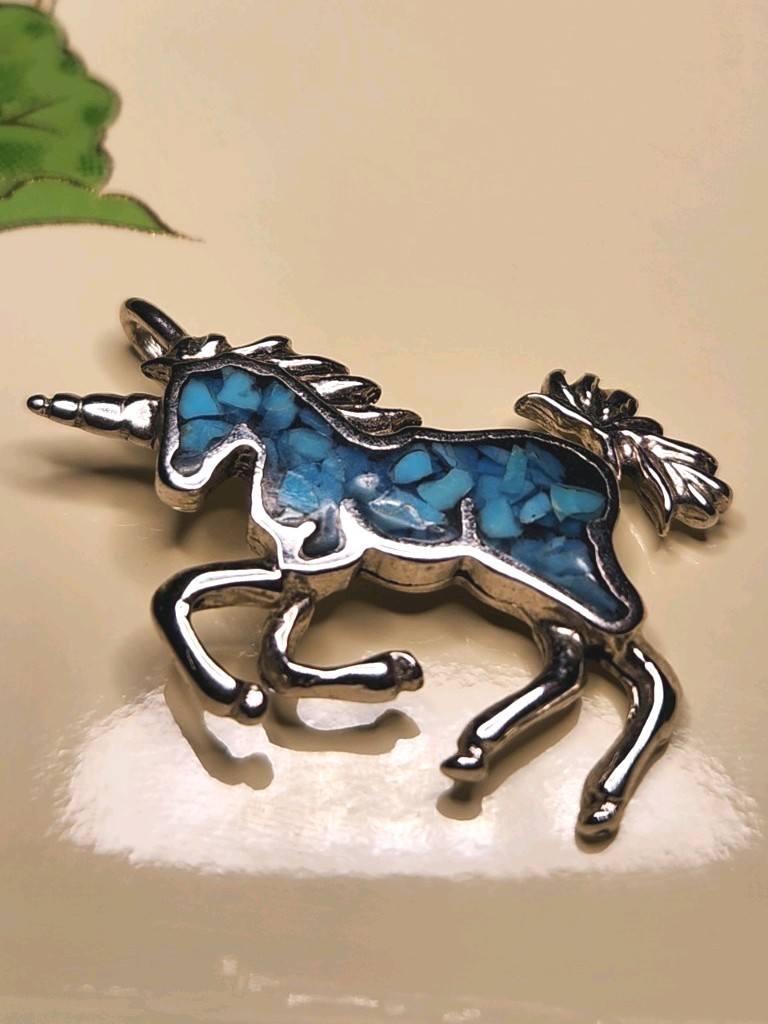 Crushed Turqoise Unicorn InLay Pendant