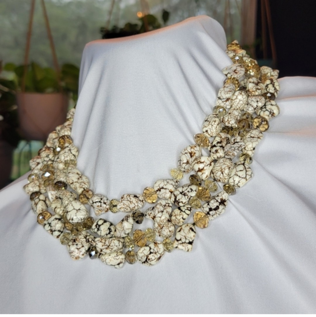 White Magnesite Turquoise Stone,Bead Necklace Creamy White With Hints Of Brown