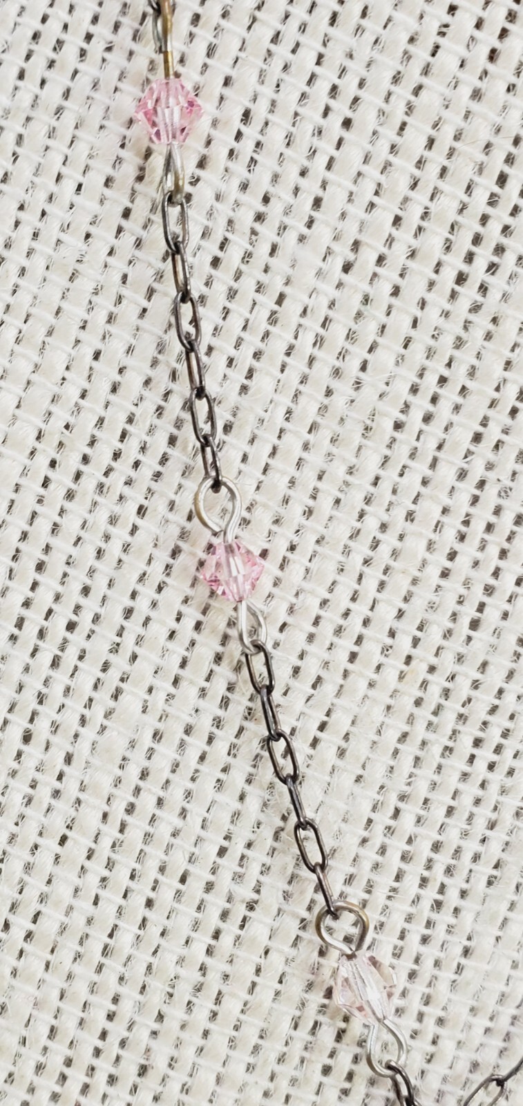 15″ Rose quartz and Pink stone sterling silver 925 chain necklace