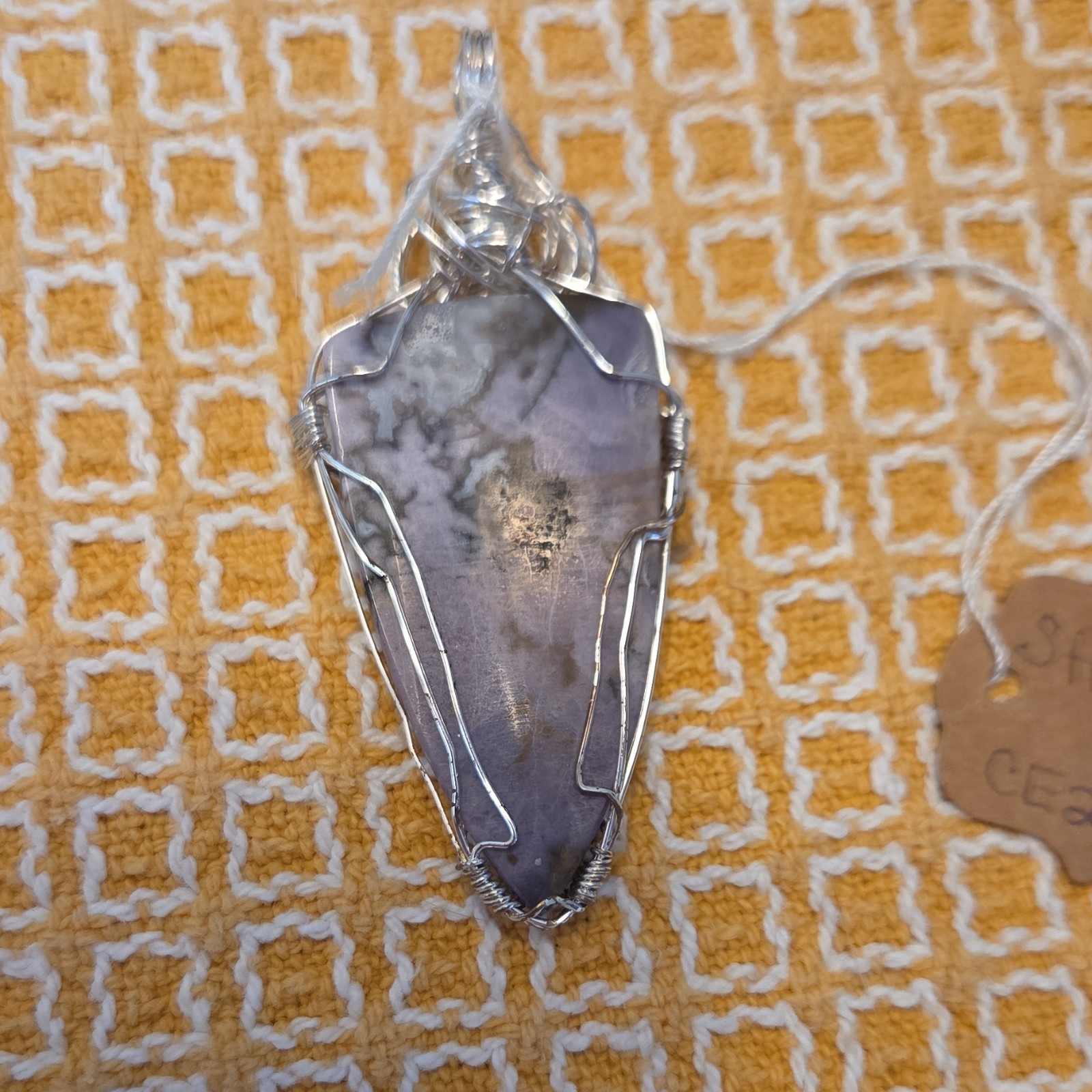 Stichtite Purple Asymmetrical Wire Wrapped Silver Pendant CE2-11