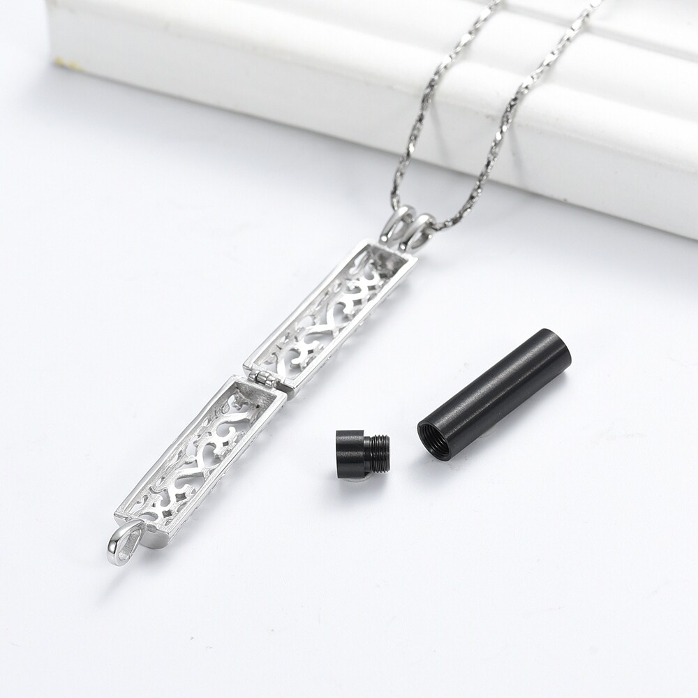 Hollow Cylinder Vial Cremation Urn Pendant Necklace Urn Ashes Cremation Keepsake