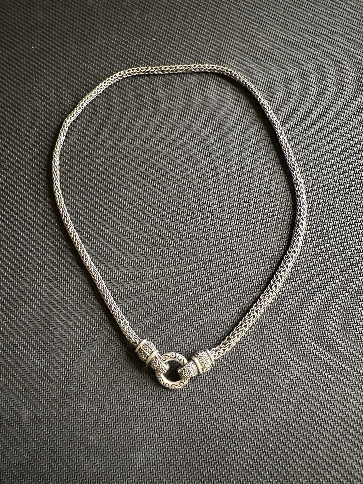 Ross Simon’s Sterling Silver 925 Marcasite Cable Chain Open Circle Necklace, 18”