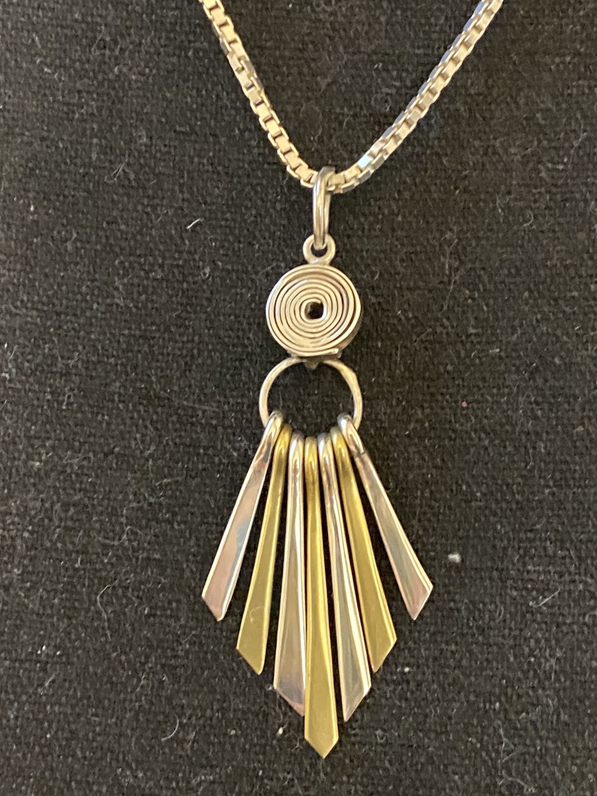 ARTISAN STERLING MIXED METAL MODERN DANGLING/WATERFALL PENDANT NECKLACE 20”