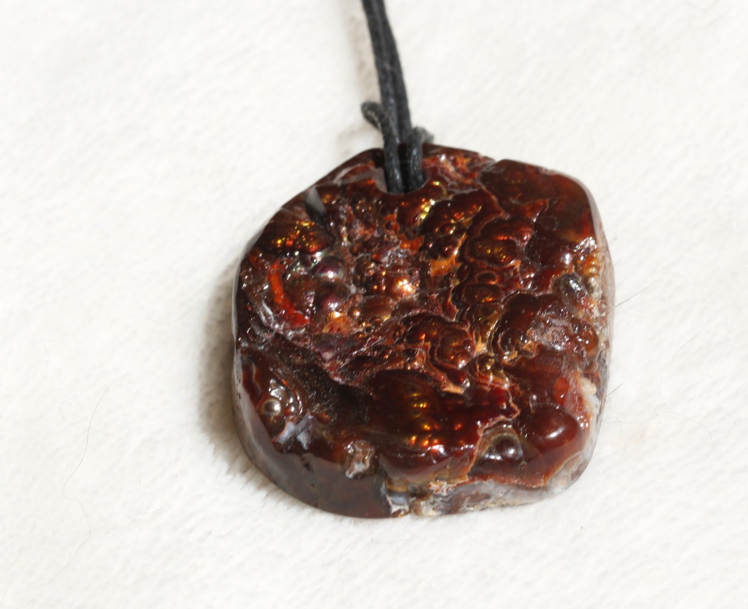 Colorful Mexican Fire Agate Pendant Hand Carved Drilled Large Statement Piece