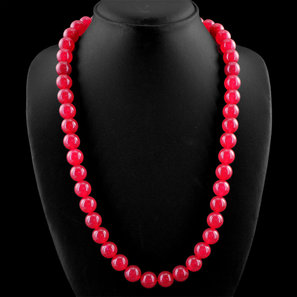 519.00 CTS EARTH MINED 20 INCHES LONG RICH RED RUBY ROUD SHAPE BEADS NECKLACE