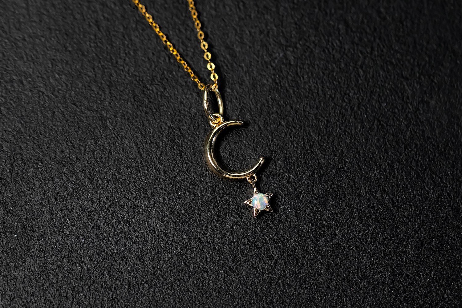 Little Moon Australian Opal Necklace 14K Yellow Gold Pandent Only
