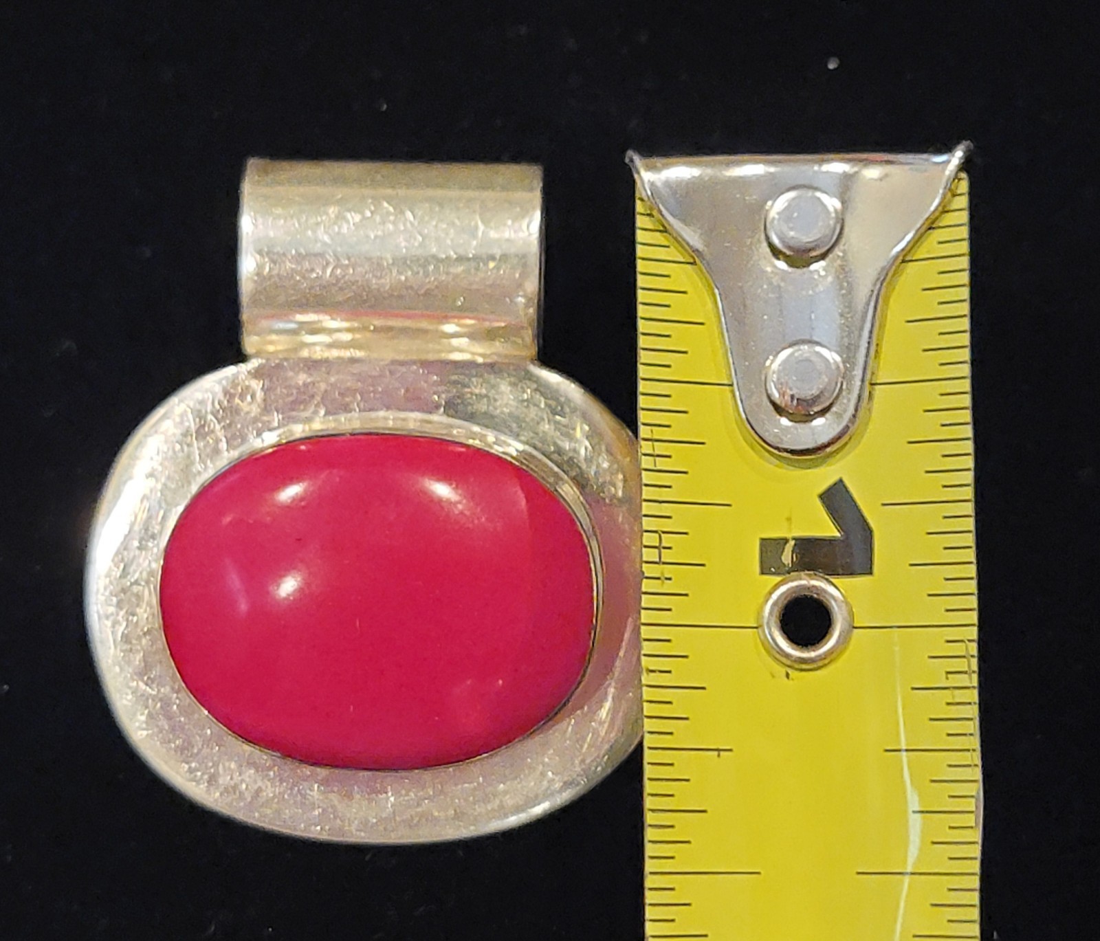 STERLING SILVER Slider RED JASPER/Red Stone PENDANT 925 Southwestern Coral