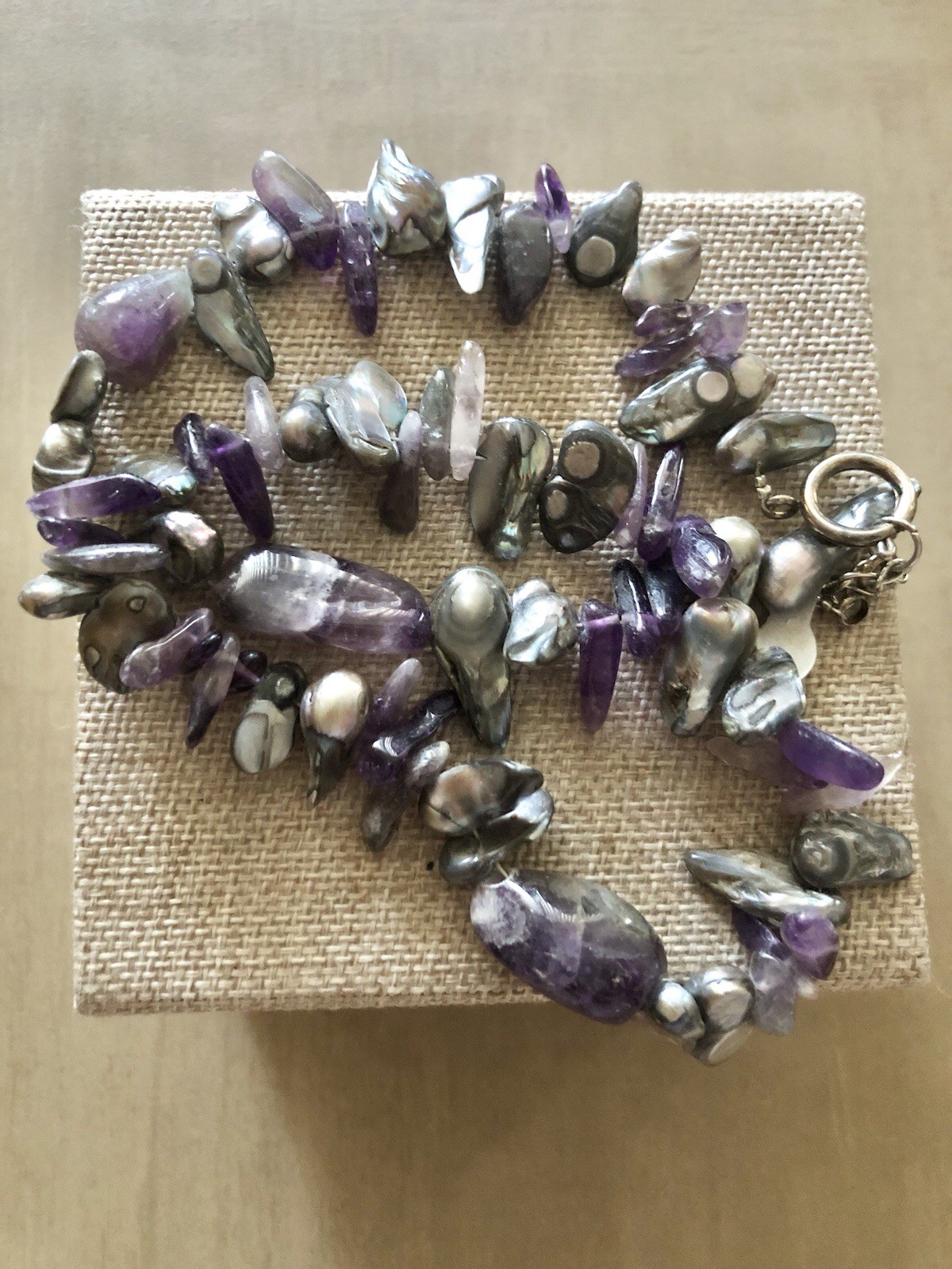 Angel Wings and Amethyst Handmade Pearls Blessed Necklace Artisan