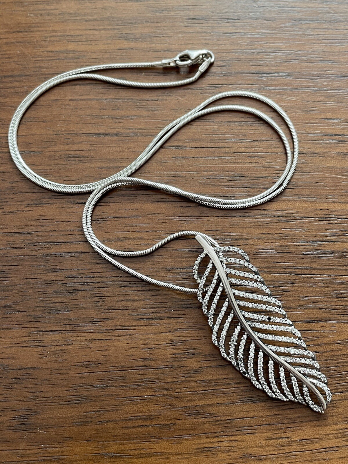 Pandora Light As A Feather Leaf Sterling Silver 925 ALE Pendant Missing 2 Stones