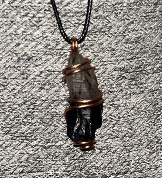 Handmade Raw natural auralite 23 Point crystal copper pure wire necklace