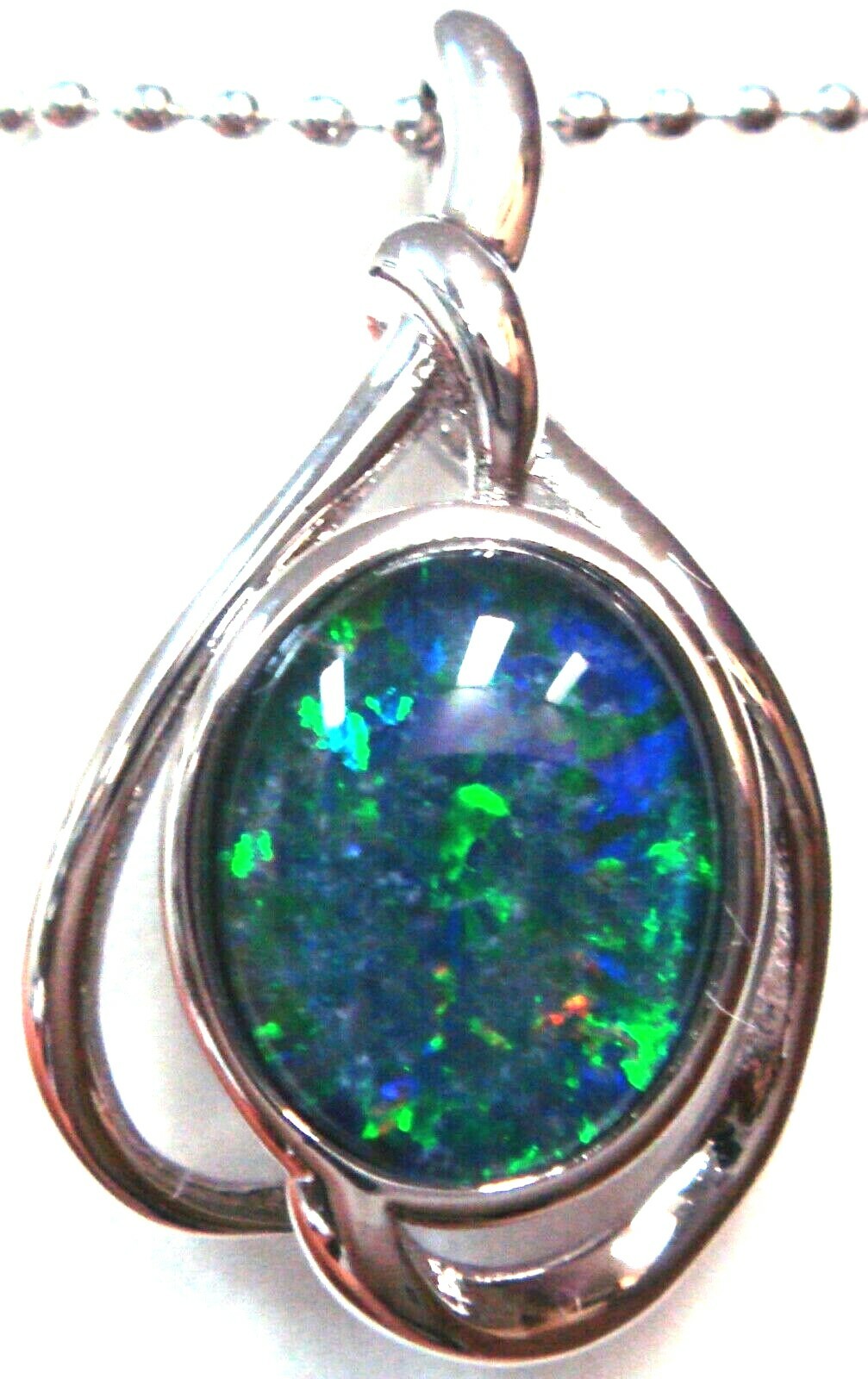 Mother’s Day Lady Gift Natural Opal Pendant Solid 925 Sterling Silver 18k WGP