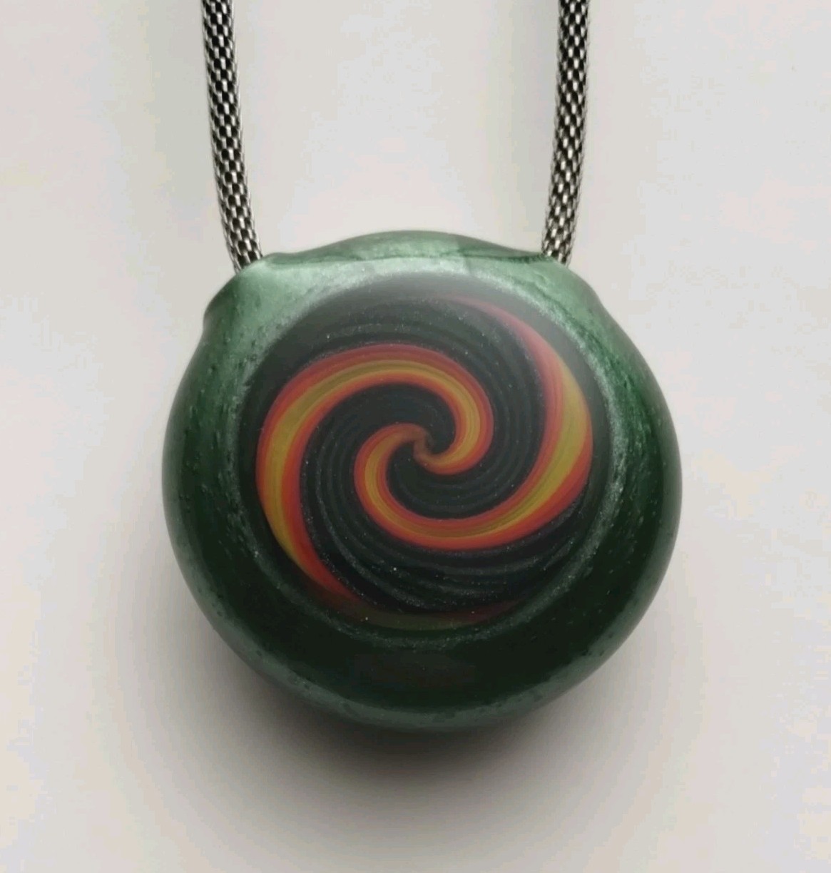 Handmade Borosilicate Glass Disc Pendant Multicolor 2″ diameter by 3/4″ thick