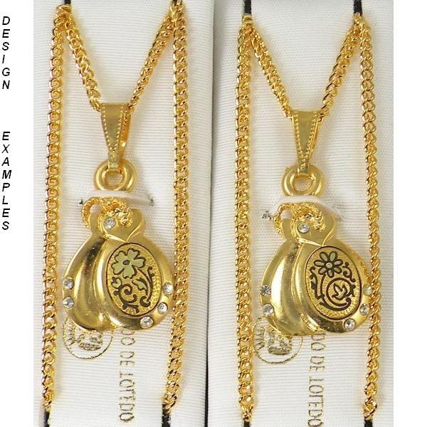 Damascene Gold Music Instrument Castanet Pendant Necklace by Midas Toledo Spain
