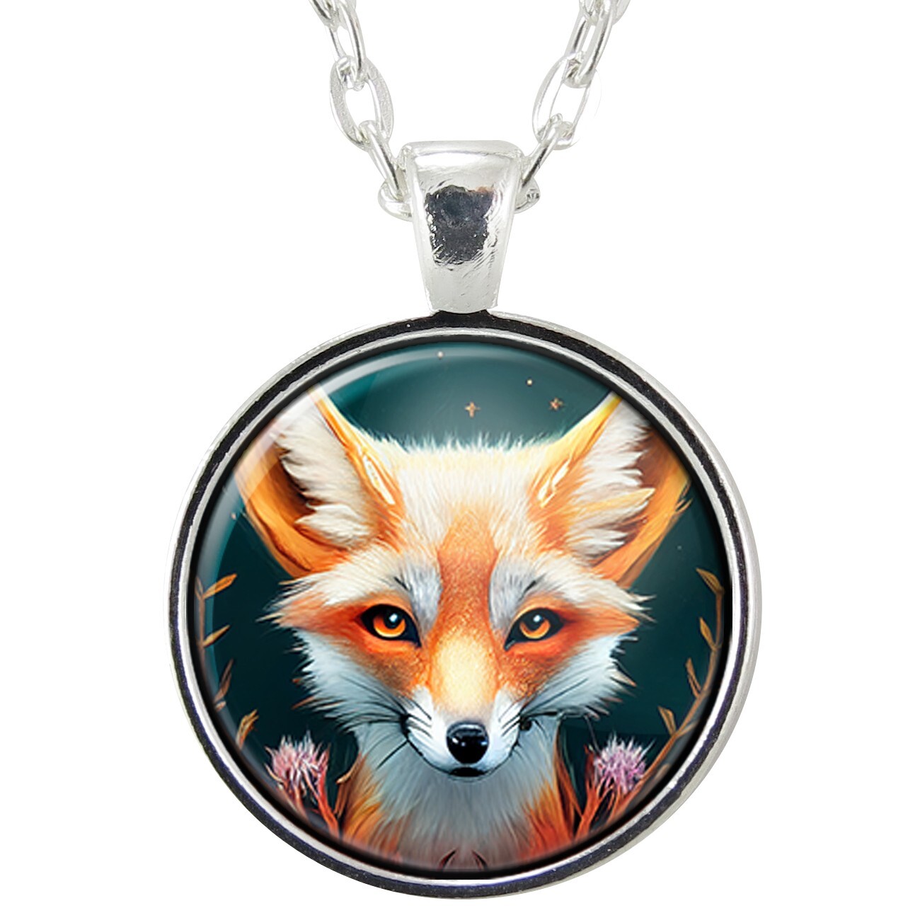 Fox Art Pendant Necklace, Naturecore Woodland Animal Handmade Jewelry Gifts