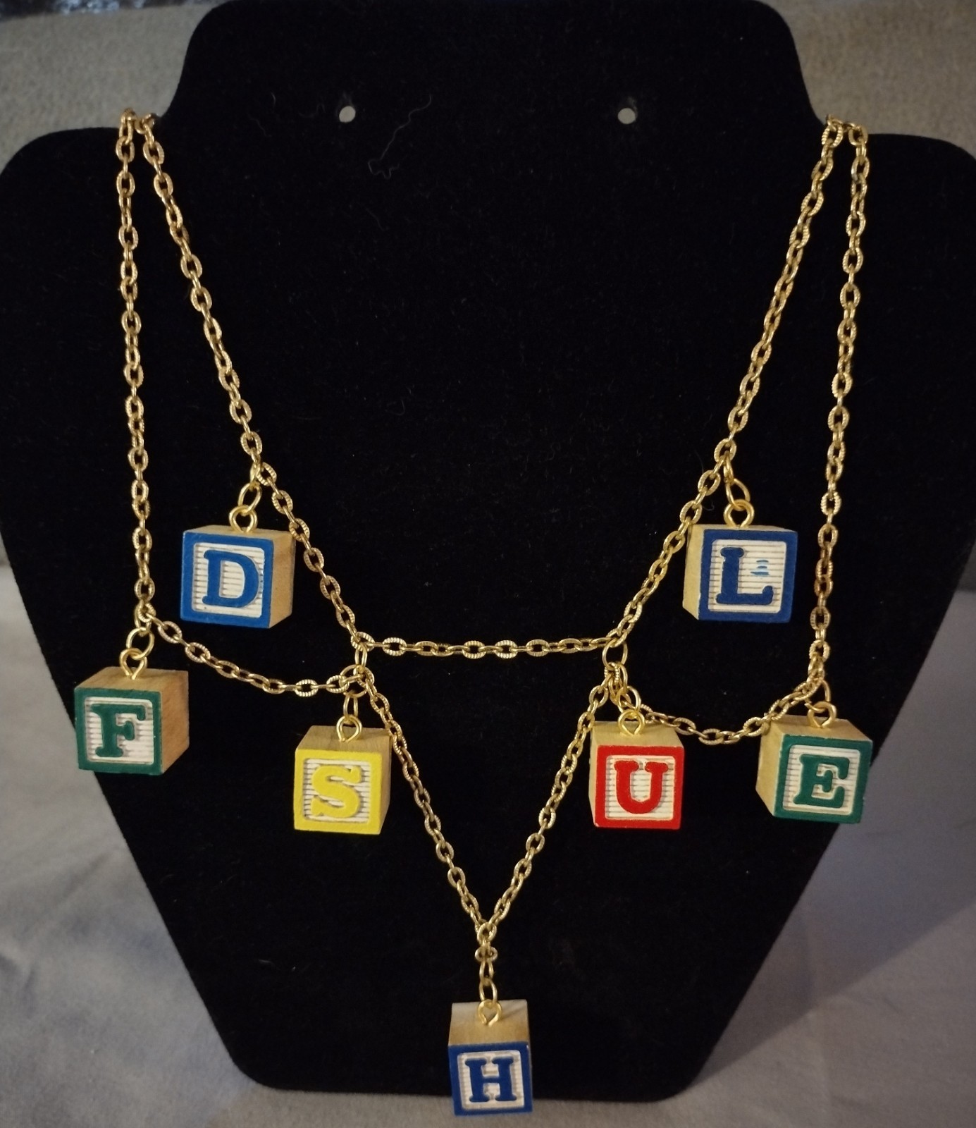 Handcrafted Multicolored Mini Alphabet Blocks Necklace & Earrings Jewelry Set